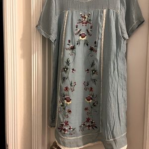 Embroidered Shift Dress
